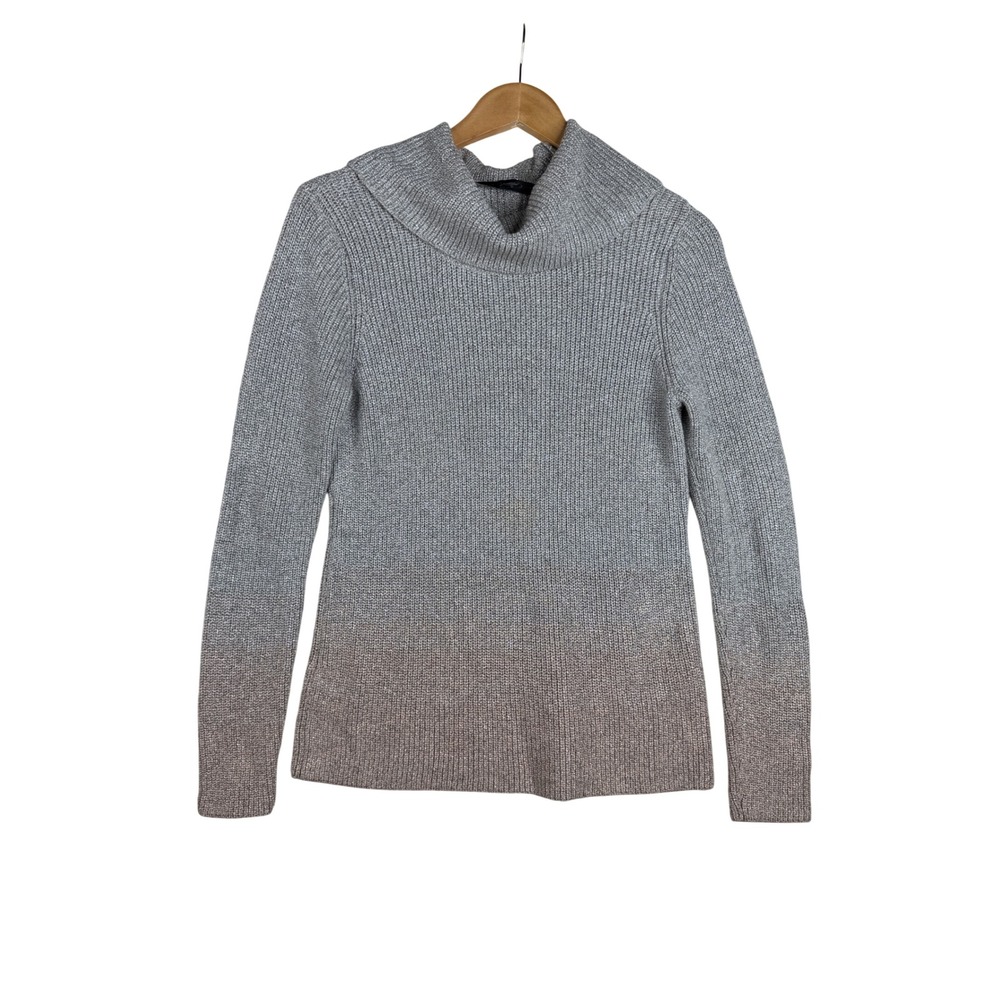 White House Black Market Cowl Neck Sweater size Medium Metallic Ombre Gray/Pink